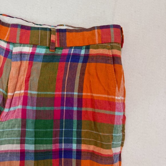 Polo Golf Ralph Lauren Men's 34 Madras Plaid 100% Linen Bermuda Shorts - Picture 11 of 15